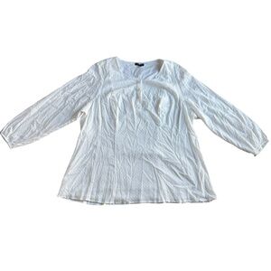 NWT Lane Bryant Women’s White Size 24 Basic Neutral Simple 3/4 Sleeve Blouse